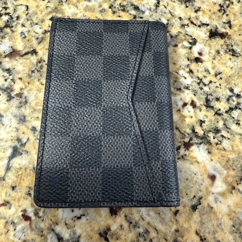 Pre - Owned Louis Vuitton Graphite Color Checkered Card Holder - Picture 2 of 3
